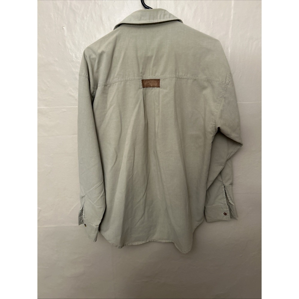 Superior Mechanques Men's Khaki Safari Shirt Medium Leather Pocket Detail - Picture 5 of 5